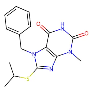 3-Methyl-7-(phenylmethyl)-8-(propan-2-ylthio)purine-2,6-dione structure