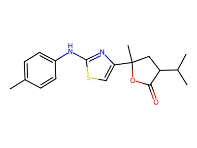 5-Methyl-5-[2-(4-methylanilino)-1,3-thiazol-4-yl]-3-propan-2-yloxolan-2-one structure