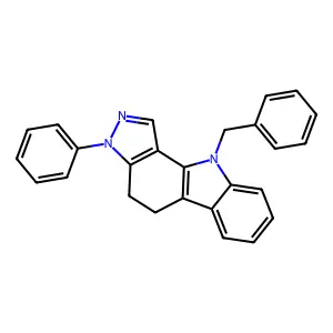 10-Benzyl-3-phenyl-3,4,5,10-tetrahydropyrazolo[4,3-a]carbazole structure