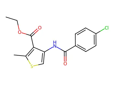 Ethyl 4-[(4-chlorobenzoyl)amino]-2-methyl-3-thiophenecarboxylate structure