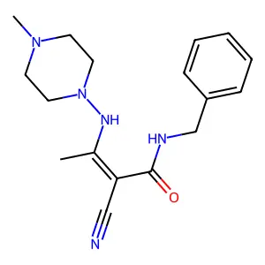 (Z)-N-benzyl-2-cyano-3-[(4-methylpiperazin-1-yl)amino]but-2-enamide structure