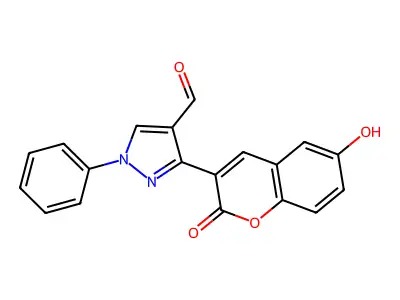 3-(6-Hydroxy-2-oxochromen-3-yl)-1-phenylpyrazole-4-carbaldehyde structure