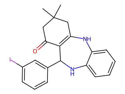 11-(3-iodophenyl)-3,3-dimethyl-2,3,4,5,10,11-hexahydro-1H-dibenzo[b,e][1,4]diazepin-1-one structure