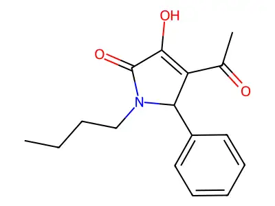 3-acetyl-1-butyl-4-hydroxy-2-phenyl-2H-pyrrol-5-one structure