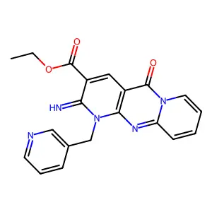 ethyl 2-imino-5-oxo-1-(pyridin-3-ylmethyl)-2,5-dihydro-1H-dipyrido[1,2-a:2',3'-d]pyrimidine-3-carboxylate structure