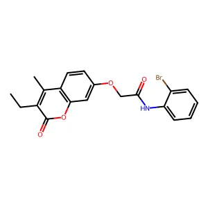 N-(2-bromophenyl)-2-(3-ethyl-4-methyl-2-oxochromen-7-yl)oxyacetamide structure