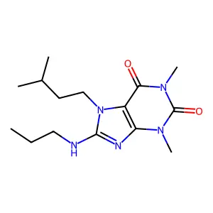 1,3-Dimethyl-7-(3-methylbutyl)-8-(propylamino)purine-2,6-dione structure