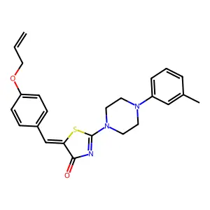 (5E)-2-[4-(3-methylphenyl)piperazin-1-yl]-5-[4-(prop-2-en-1-yloxy)benzylidene]-1,3-thiazol-4(5H)-one structure