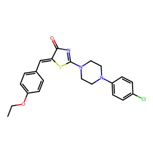 (5E)-2-[4-(4-chlorophenyl)piperazin-1-yl]-5-[(4-ethoxyphenyl)methylidene]-1,3-thiazol-4-one structure