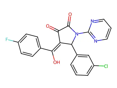 5-(3-chlorophenyl)-4-(4-fluorobenzoyl)-3-hydroxy-1-(pyrimidin-2-yl)-2,5-dihydro-1H-pyrrol-2-one structure