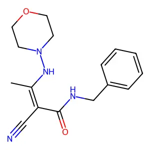 (Z)-N-benzyl-2-cyano-3-(morpholin-4-ylamino)but-2-enamide structure