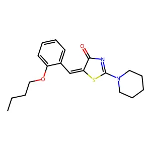 (5E)-5-[(2-butoxyphenyl)methylidene]-2-piperidin-1-yl-1,3-thiazol-4-one structure