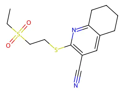 2-(2-Ethylsulfonylethylsulfanyl)-5,6,7,8-tetrahydroquinoline-3-carbonitrile structure