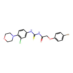 2-(4-bromophenoxy)-N-{[3-chloro-4-(morpholin-4-yl)phenyl]carbamothioyl}acetamide structure