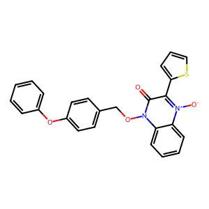 4-Oxido-1-[(4-phenoxyphenyl)methoxy]-3-thiophen-2-ylquinoxalin-4-ium-2-one structure