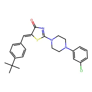 (E)-5-(4-(tert-butyl)benzylidene)-2-(4-(3-chlorophenyl)piperazin-1-yl)thiazol-4(5H)-one structure