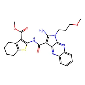 methyl 2-[[2-amino-1-(3-methoxypropyl)pyrrolo[3,2-b]quinoxaline-3-carbonyl]amino]-4,5,6,7-tetrahydro-1-benzothiophene-3-carboxylate structure