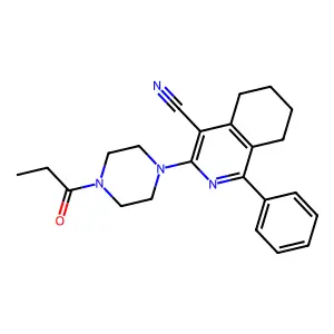 1-phenyl-3-(4-propanoylpiperazin-1-yl)-5,6,7,8-tetrahydroisoquinoline-4-carbonitrile structure