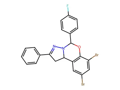 7,9-dibromo-5-(4-fluorophenyl)-2-phenyl-1,10b-dihydropyrazolo[1,5-c][1,3]benzoxazine structure