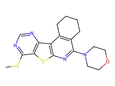 4-(8-(methylthio)-1,2,3,4-tetrahydropyrimido[4',5':4,5]thieno[2,3-c]isoquinolin-5-yl)morpholine structure