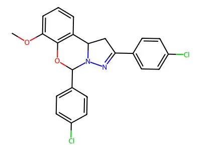 2,5-Bis(4-chlorophenyl)-7-methoxy-1,10B-dihydropyrazolo(1,5-C)(1,3)benzoxazine structure