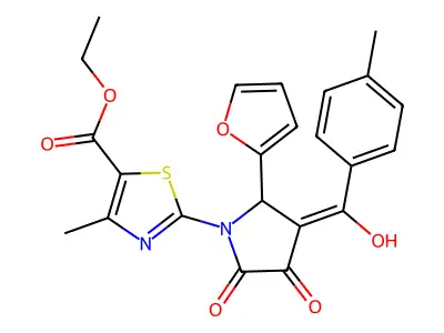 ethyl 2-[2-(furan-2-yl)-3-[hydroxy-(4-methylphenyl)methylidene]-4,5-dioxopyrrolidin-1-yl]-4-methyl-1,3-thiazole-5-carboxylate structure