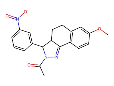 1-[7-Methoxy-3-(3-nitrophenyl)-3,3a,4,5-tetrahydrobenzo[g]indazol-2-yl]ethanone structure