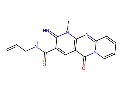 (2-imino-1-methyl-5-oxo(1,6-dihydropyridino[1,2-a]pyridino[2,3-d]pyrimidin-3-y l))-N-prop-2-enylcarboxamide structure