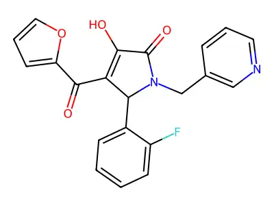 (4E)-5-(2-fluorophenyl)-4-[furan-2-yl(hydroxy)methylidene]-1-(pyridin-3-ylmethyl)pyrrolidine-2,3-dione structure
