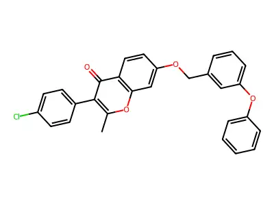 3-(4-chlorophenyl)-2-methyl-7-[(3-phenoxybenzyl)oxy]-4H-chromen-4-one structure