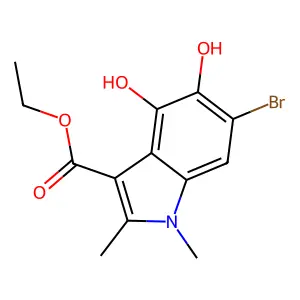 ethyl 6-bromo-4,5-dihydroxy-1,2-dimethyl-1H-indole-3-carboxylate structure