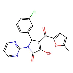 5-(3-chlorophenyl)-3-hydroxy-4-(5-methyl-2-furoyl)-1-(2-pyrimidinyl)-1,5-dihydro-2H-pyrrol-2-one structure