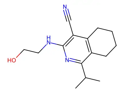3-(2-hydroxyethylamino)-1-propan-2-yl-5,6,7,8-tetrahydroisoquinoline-4-carbonitrile structure