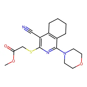 Methyl 2-[(4-cyano-1-morpholin-4-yl-5,6,7,8-tetrahydroisoquinolin-3-yl)sulfanyl]acetate structure