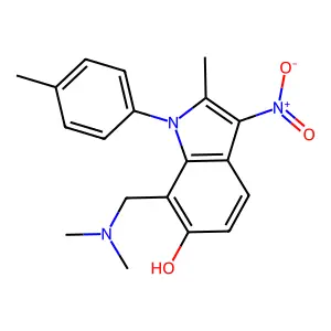 7-[(dimethylamino)methyl]-2-methyl-1-(4-methylphenyl)-3-nitro-1H-indol-6-ol structure
