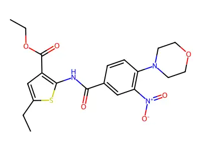 Ethyl 5-ethyl-2-[(4-morpholin-4-yl-3-nitrobenzoyl)amino]thiophene-3-carboxylate structure