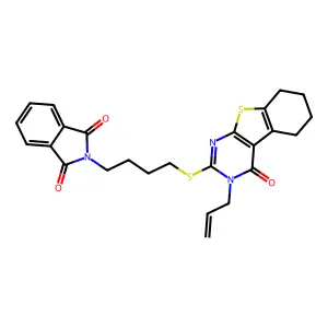 2-(4-{[4-oxo-3-(prop-2-en-1-yl)-3,4,5,6,7,8-hexahydro[1]benzothieno[2,3-d]pyrimidin-2-yl]sulfanyl}butyl)-1H-isoindole-1,3(2H)-dione structure