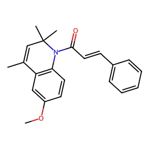 (E)-1-(6-methoxy-2,2,4-trimethylquinolin-1-yl)-3-phenylprop-2-en-1-one structure