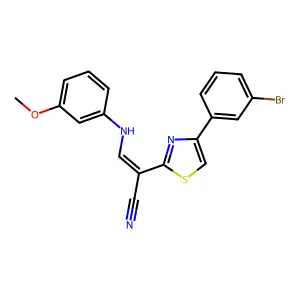 (2E)-2-[4-(3-bromophenyl)-1,3-thiazol-2-yl]-3-[(3-methoxyphenyl)amino]prop-2-enenitrile structure