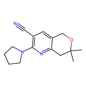 7,7-Dimethyl-2-(1-pyrrolidinyl)-5,8-dihydropyrano[4,3-b]pyridine-3-carbonitrile structure