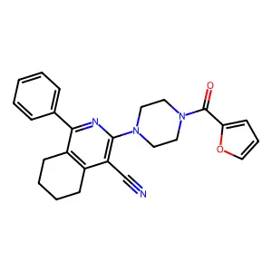 3-[4-(furan-2-carbonyl)piperazin-1-yl]-1-phenyl-5,6,7,8-tetrahydroisoquinoline-4-carbonitrile structure