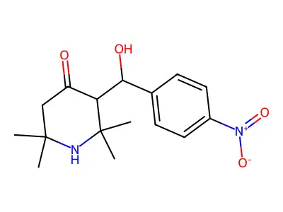 3-[Hydroxy-(4-nitrophenyl)methyl]-2,2,6,6-tetramethylpiperidin-4-one structure