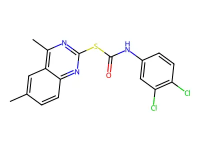 S-(4,6-dimethylquinazolin-2-yl) (3,4-dichlorophenyl)carbamothioate structure