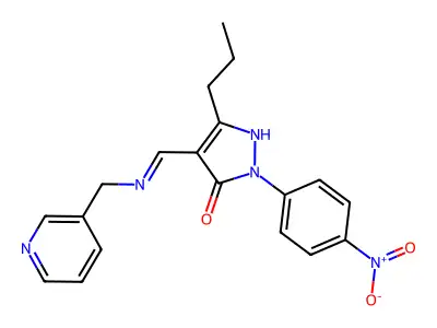(4E)-2-(4-nitrophenyl)-5-propyl-4-[(pyridin-3-ylmethylamino)methylidene]pyrazol-3-one structure