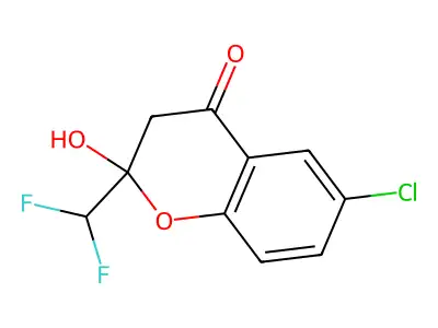 6-chloro-2-(difluoromethyl)-2-hydroxy-3H-chromen-4-one structure