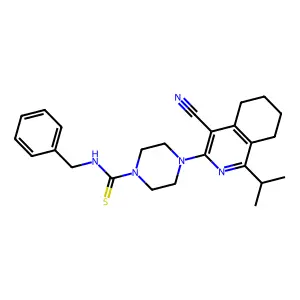 N-benzyl-4-(4-cyano-1-propan-2-yl-5,6,7,8-tetrahydroisoquinolin-3-yl)piperazine-1-carbothioamide structure