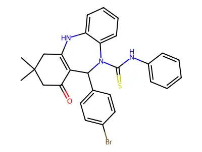 11-(4-bromophenyl)-3,3-dimethyl-1-oxo-N-phenyl-1,2,3,4,5,11-hexahydro-10H-dibenzo[b,e][1,4]diazepine-10-carbothioamide structure