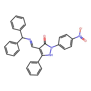4-[(benzhydrylimino)methyl]-2-{4-nitrophenyl}-5-phenyl-1,2-dihydro-3H-pyrazol-3-one structure