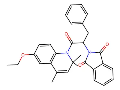 2-[1-(6-ethoxy-2,2,4-trimethylquinolin-1-yl)-1-oxo-3-phenylpropan-2-yl]isoindole-1,3-dione structure