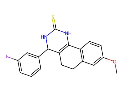 4-(3-iodophenyl)-8-methoxy-3,4,5,6-tetrahydro-1H-benzo[h]quinazoline-2-thione structure